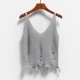 Mùa xuân 2019 đan vest vest nữ tua nhỏ bên ngoài sling đoạn ngắn áo len hoang dã vest vest áo vest nữ