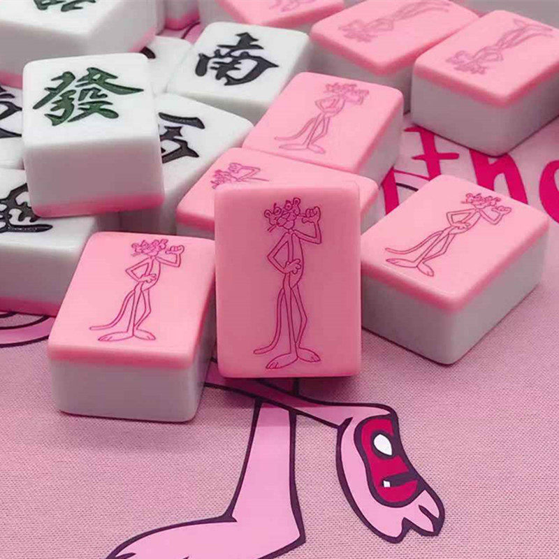 Cartoon naughty leopard mahjong social beauty leopard medium large hand rub mahjong card home mahjong hand rubbing mahjong card