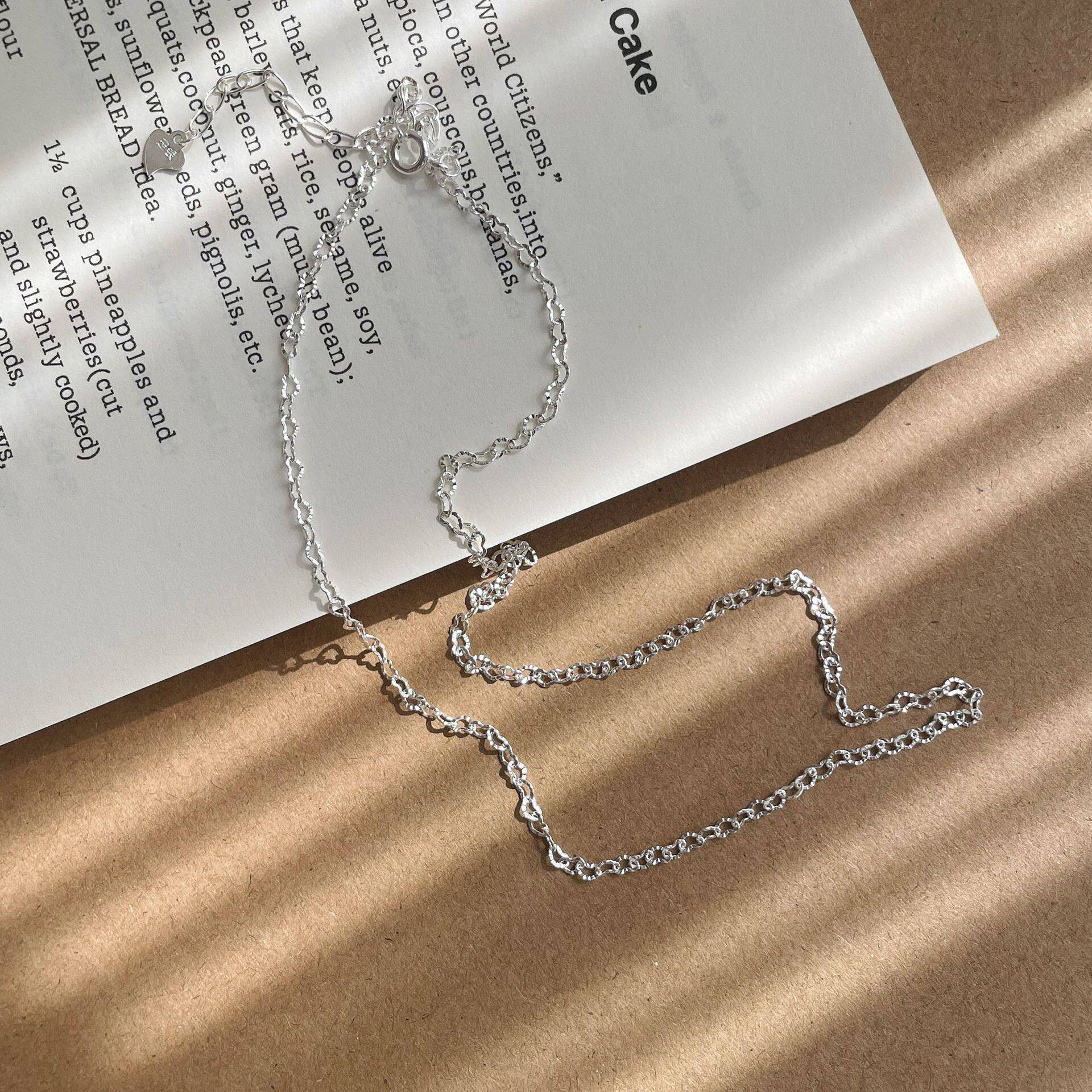 Серебряное ожерелье 【镂空爱心素链】足银999精致简约爱心项链女冷淡风叠戴锁骨链 No brand