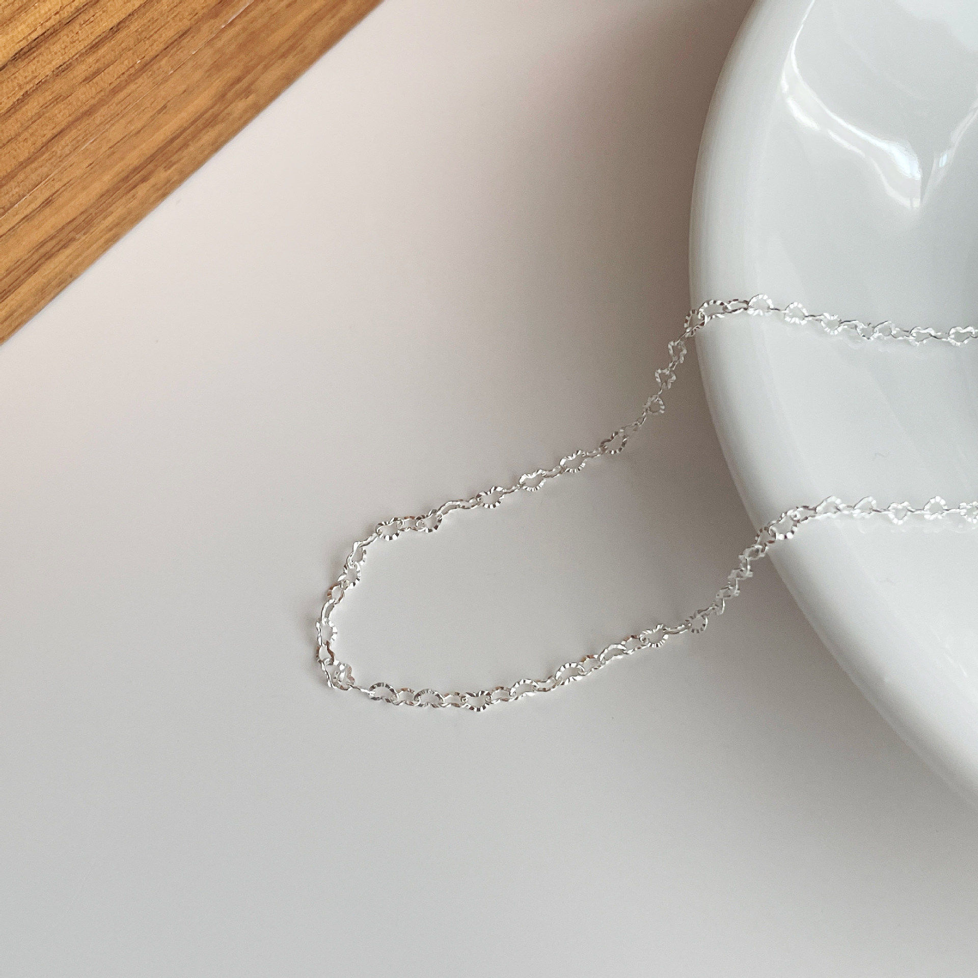 Серебряное ожерелье 【镂空爱心素链】足银999精致简约爱心项链女冷淡风叠戴锁骨链 No brand