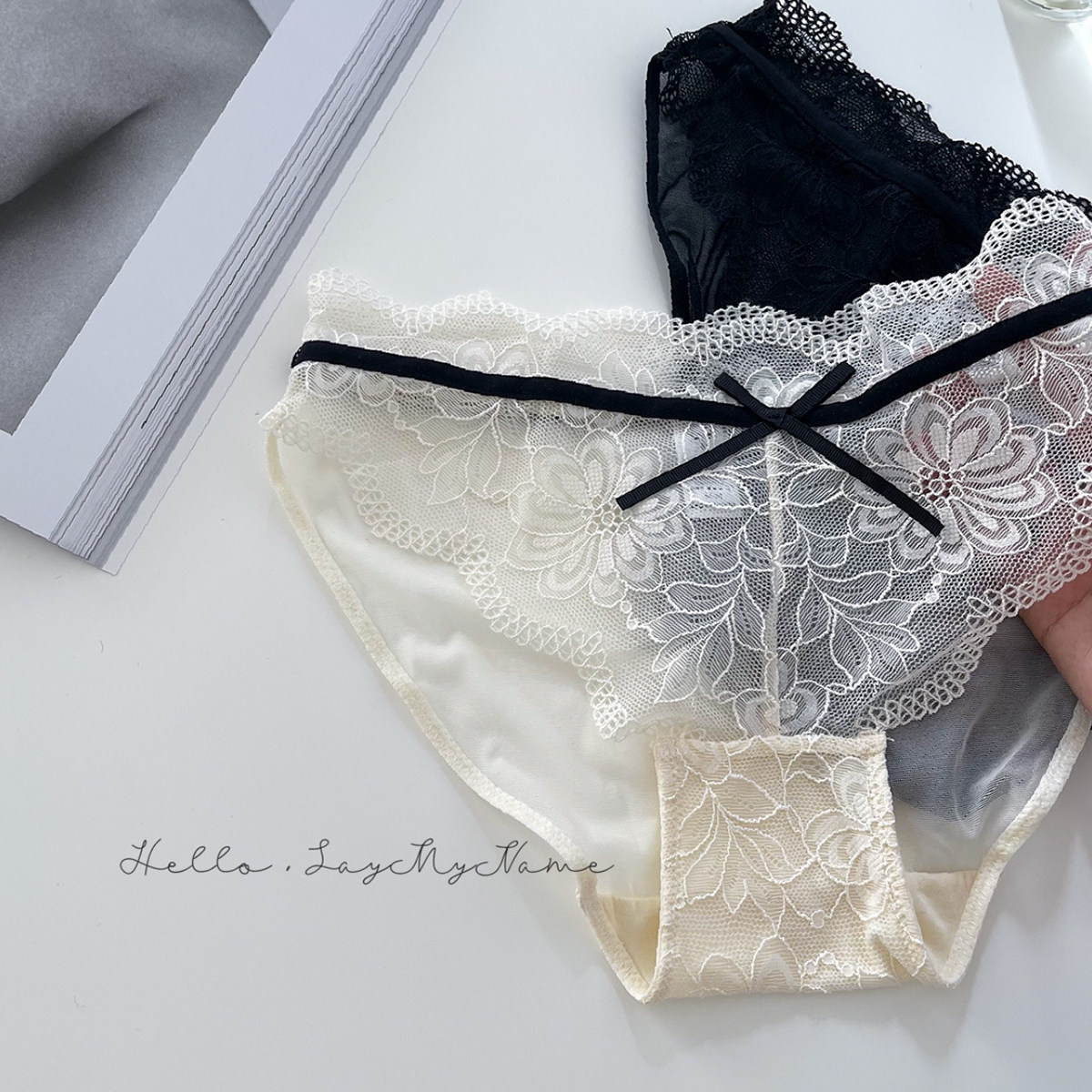 Quality lace series ~ purple black panties women 2022 new exploits fashion transparent and breathable flower side summer