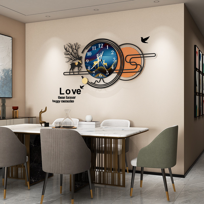 Atmosphere Home Living Room Hanging Bell Light Luxury High-end Modern Minimalist Watches & Clocks Creative Fashion Dining Hall Web Red Clock Hanging Wall
