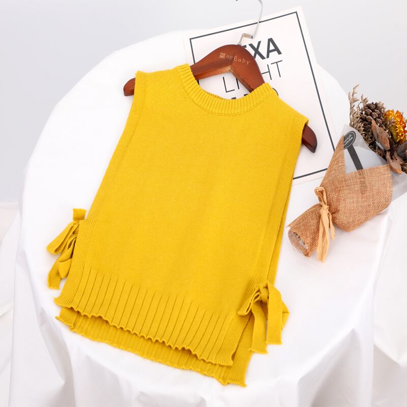 Lemon Yellowgirl knitting vest new pattern Korean version 0-7 year Children Foreign style Outside waistcoat 3 baby spring and autumn Wear out Vest tide