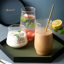 Yaixiu Japanese with letter glass ins creative teacup household breakfast cup water Cup drink oatmeal Cup