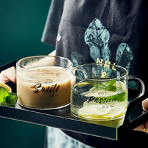 Yayi Show Japanese Creative Glass household Milk Cup heat-resistant water cup large capacity transparent breakfast cup