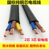National standard pure copper 2-core 3-core RVV three-phase cable 4 6 10 square outdoor wire 5 sheathed waterproof power cord