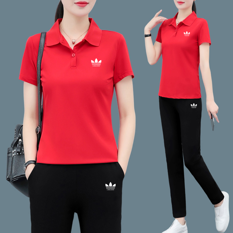 Brand Sportswear Suit for Women, Summer 2026 New Style, Plus-Size Ice Silk Fashion Casual Two-Piece Set, Stylish
