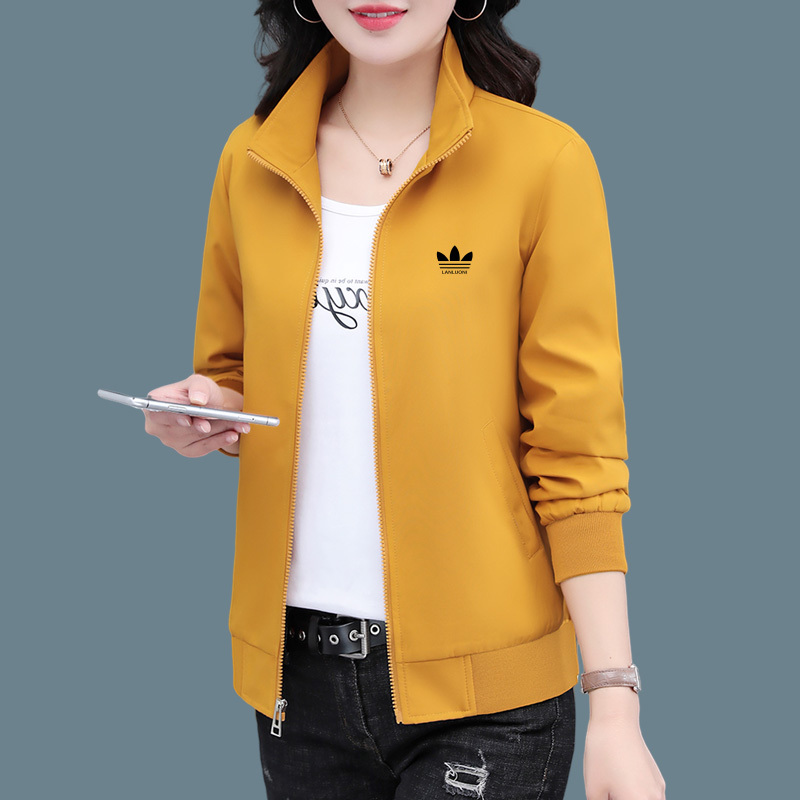 Brand Baseball Jacket for Women, Spring and Autumn, Plus Size, Stand Collar, Slimming, Short, Stylish, Casual, Versatile Cardigan