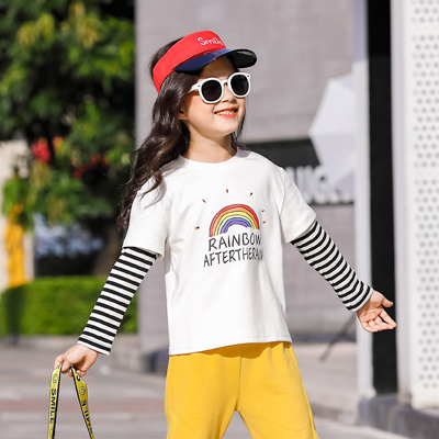 (Blemoffs thua lỗ để xóa các kho) cô gái T-shirt mùa xuân và mùa thu bên ngoài mặc một chút cô gái áo khoác bông bé bottomshirt.