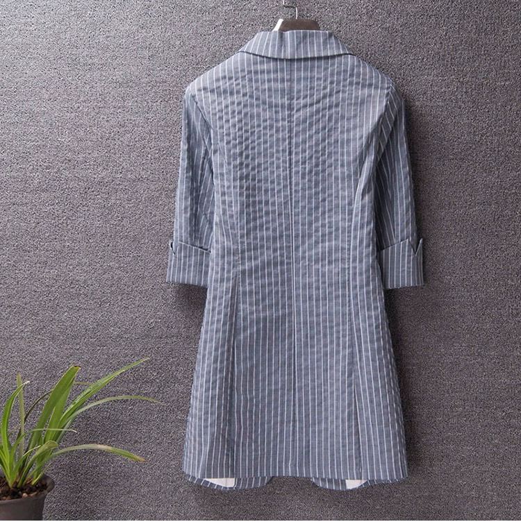 Áo khoác vest dáng lửng nữ dáng dài nữ 2018 thu đông phiên bản mới của Hàn Quốc tự phối 7 điểm tay áo sọc mỏng phù hợp với thủy triều