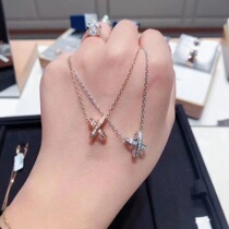 PT950 platinum imported moisanishi cross necklace 18K Gold X-shaped temperament choker simple versatile