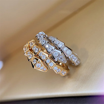 PT950 platinum narrow version elastic snake ring fashion snake bone small snake diamond ring 18K rose gold snake ring