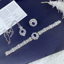 18K platinum imported moisanishi sapphire flower ring banquet bustling series customized for girlfriend