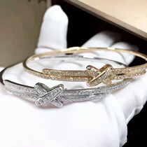 PT950 platinum imported Moisan X cross diamond bracelet female 18K gold bracelet Valentines Day gift girlfriend