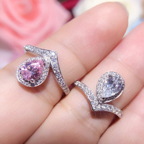 PT950 platinum imports mo sang shi pink white fully-jewelled Ring 1 karat drops Crown Princess qun xiang ring