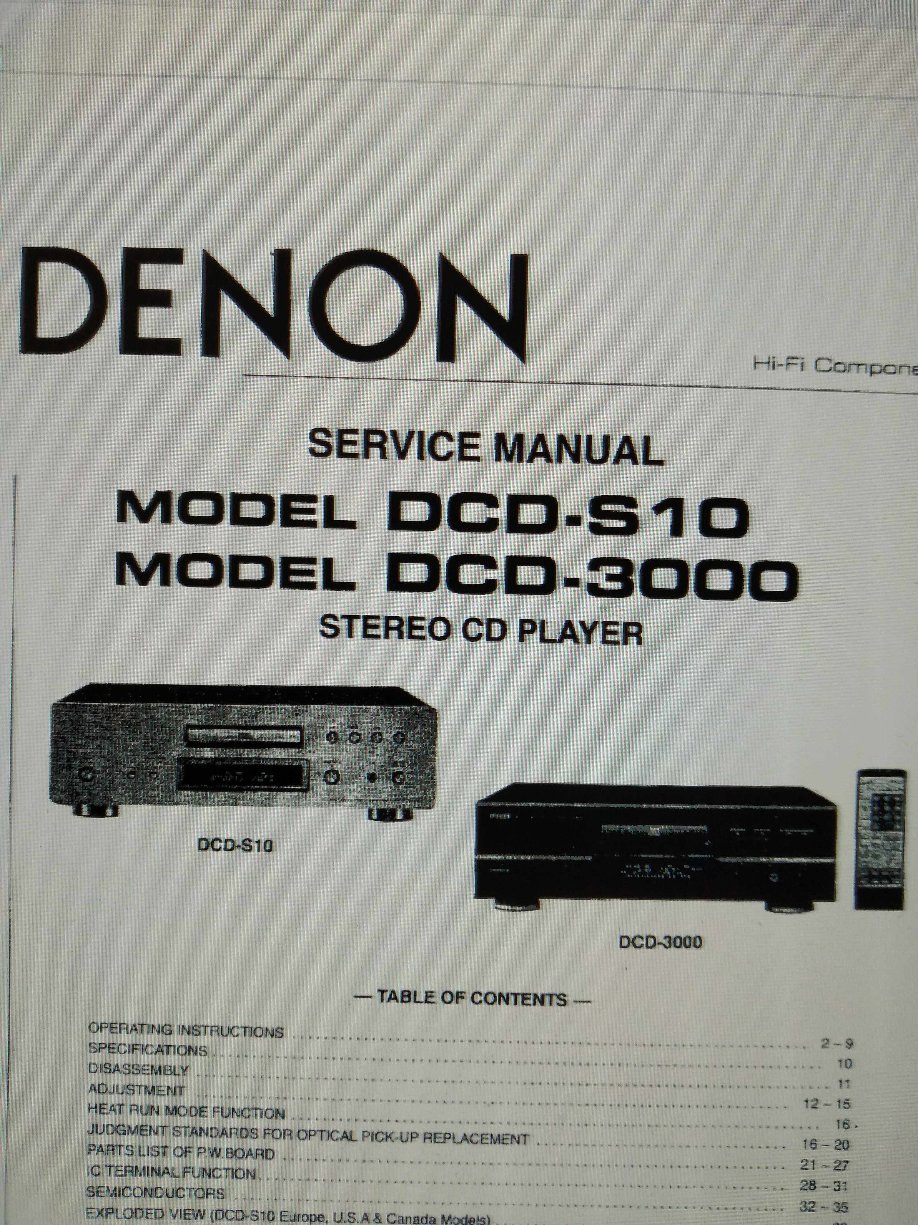 DENON DCD-S10 CD Player Repair Manual