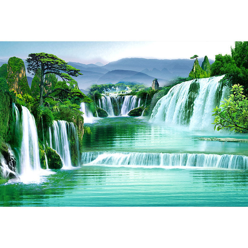 Flowing Water Brings Wealth, Landscape Painting, Waterfall Painting, Decorative Background Wall, Living Room, New Chinese Style Sofa, Central Hall Sticker, Self-Adhesive Flowing Water Brings Wealth, Landscape Painting, Waterfall Painting, Decorative Background Wall, Living Room, New Chinese Style Sofa, Central Hall Sticker, Self-Adhesive