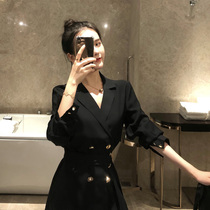 Suit dress 2021 new autumn dress waist thin high-end temperament small fragrance long-sleeved professional skirt slightly fat