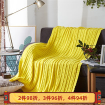 Pure cotton modern casual blanket throw blanket sofa model room cotton blanket yellow towel blanket hotel bedroom bedside blanket