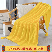 ins Nordic style yellow casual air conditioning simple modern office nap bed end towel sofa towel blanket