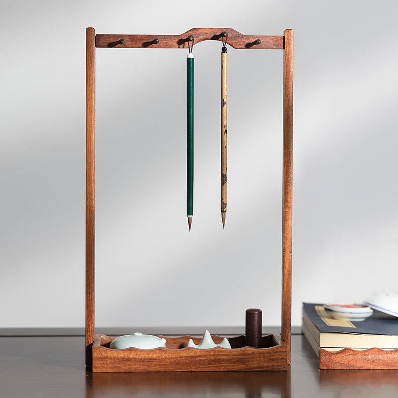 Rosewood Pen Holder, Calligraphy Brush Holder, Solid Wood Redwood Brush Stand, Decorative Pen Holder, Display Stand, Brush Rack, Pen Rest, Creative Calligraphy, New Chinese Style Brush Holder