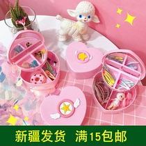 -0 pink girl heart storage box accessories desktop jewelry box cherry star love storage box double storage box