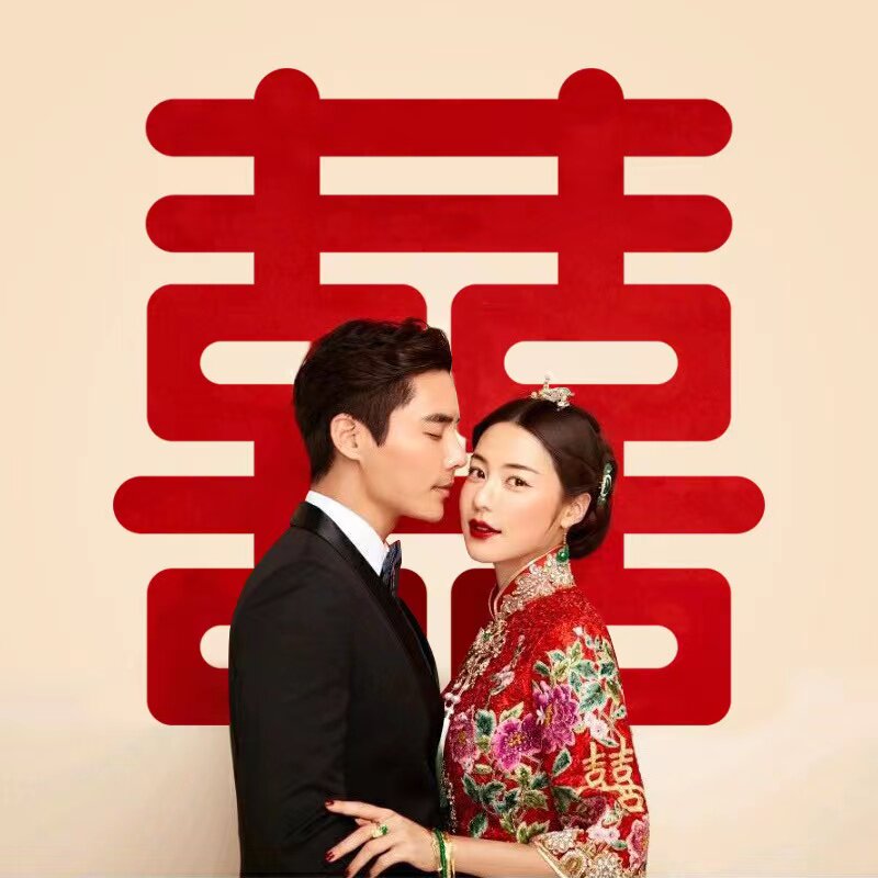 Wedding Bedside Happy Words Stickers Wedding house arranged Decorative Window Flower Gate Sticker Big Square Round Wedding Wedding Celebration Supplies Big