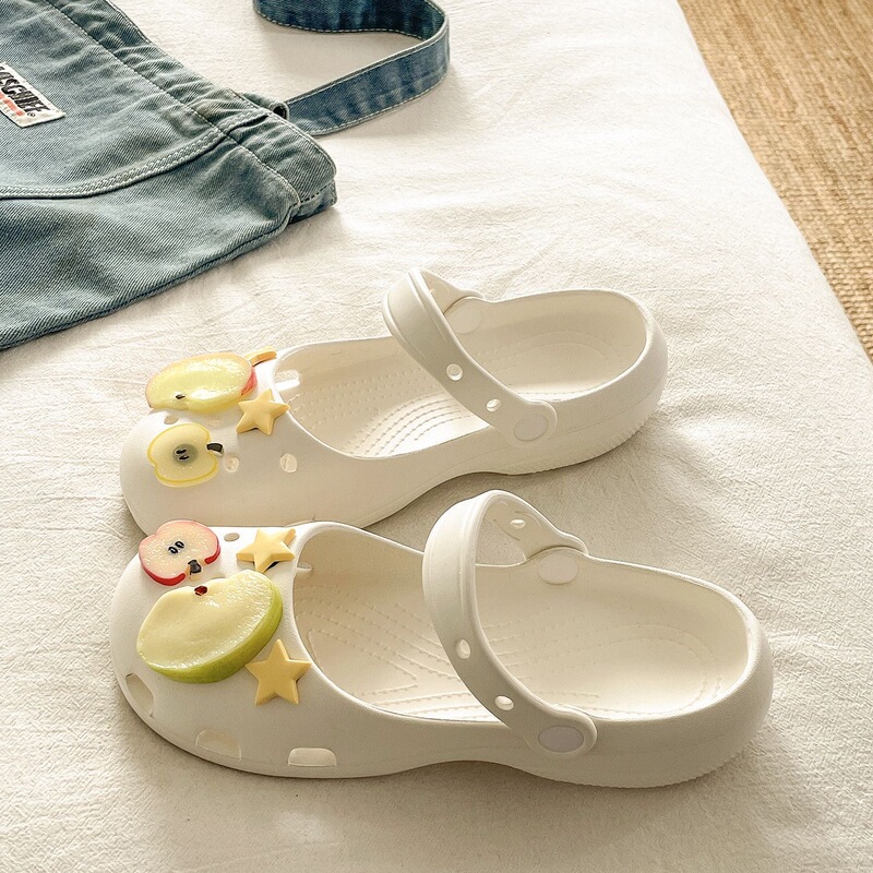 Women's Clogs with Star and Fruit Decorations, Mary Jane Sandals, Non-Slip Soft Sole Outdoor Closed-Toe Slippers Women's Clogs with Star and Fruit Decorations, Mary Jane Sandals, Non-Slip Soft Sole Outdoor Closed-Toe Slippers
