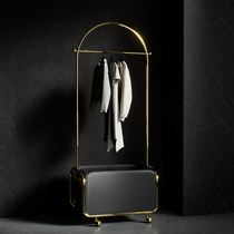 U+Home｜304 stainless steel mid-century style coat rack mobile clothes rack high-end retro leather dirty clothes basket