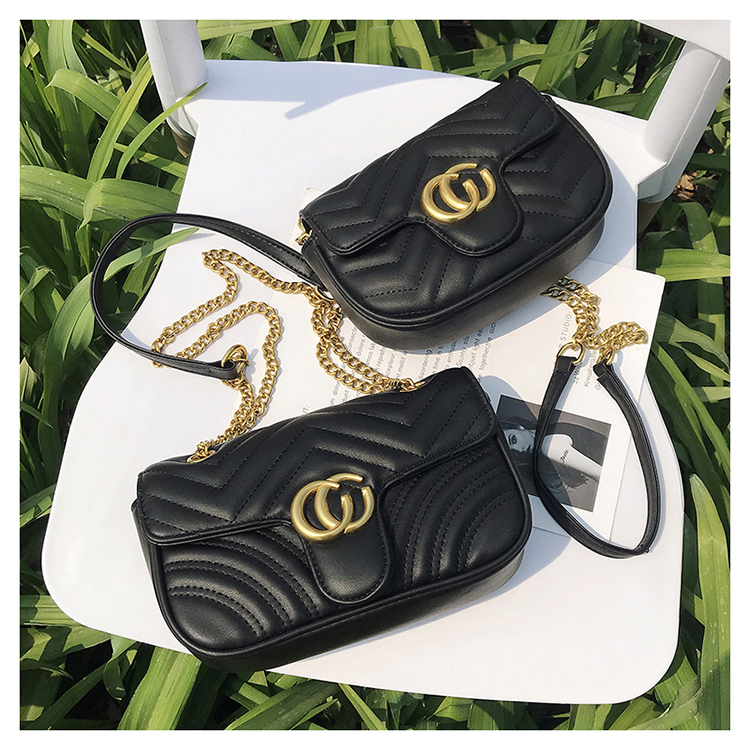 High-End Small Bags, Trendy New Women's Bags, Embroidered Plaid Shoulder Bags, Chain Crossbody Bags, European and American Trendy Small Square Bags