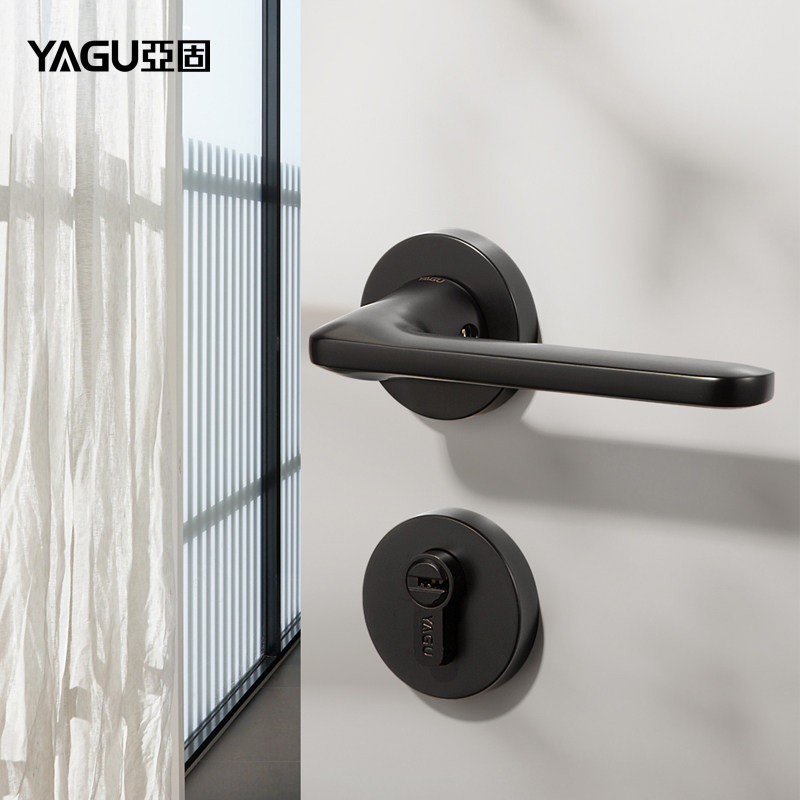 Sub-solid room door lock bedroom room mute door lock Three sets black wooden door lock minimalist about two style magnetic lock door lock