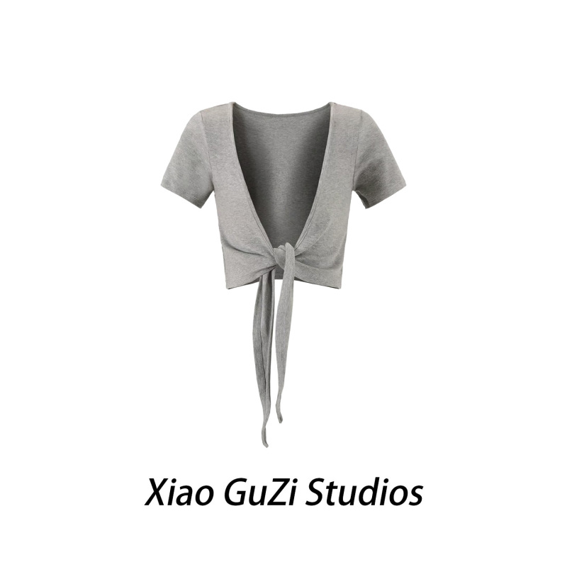 Kogami-Style Short-Sleeve Tie-Up Casual Shawl, Summer Outerwear, High-Waisted Ultra-Short Cardigan, Solid Color, Petite Size, Versatile Top Kogami-Style Short-Sleeve Tie-Up Casual Shawl, Summer Outerwear, High-Waisted Ultra-Short Cardigan, Solid Color, Petite Size, Versatile Top