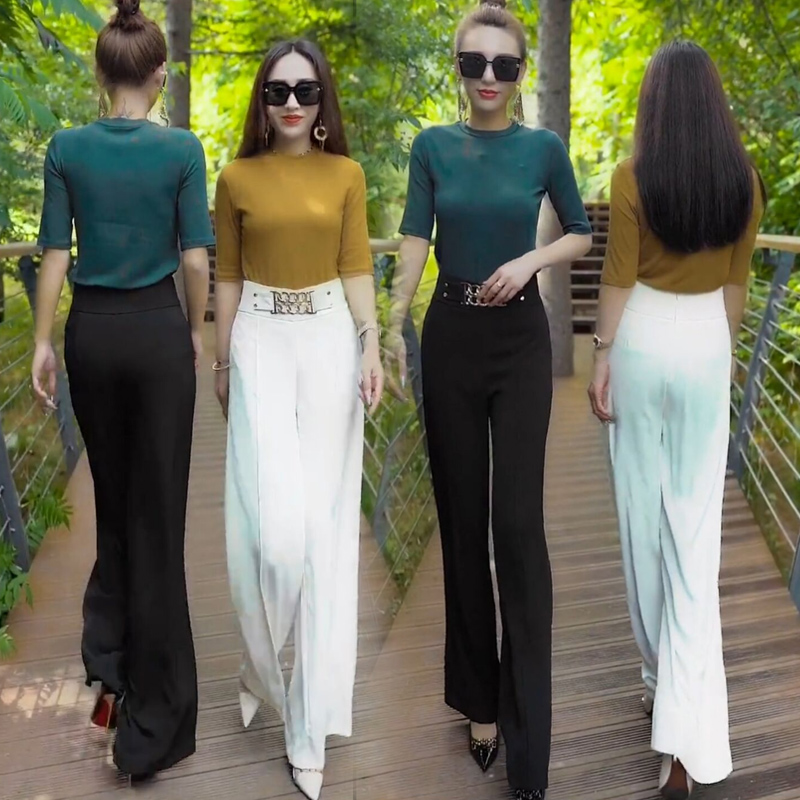 Net Red Fried Street Professional Western Pants Woman Summer Thin 2022 New Slim Tall Waist Fashion Temperament VAN BROADLEGGED PANTS