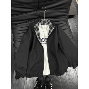 Cleanfit Plaid Patchwork Jacket for Boys, Autumn American-Style Lapel Jacket, Youthful Trendy Brand Baseball Uniform
