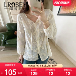 Lan Ruoshui plus size women's high-end heavy-duty embroidered shirt spring and summer new slimming fat MM sweet fairy top