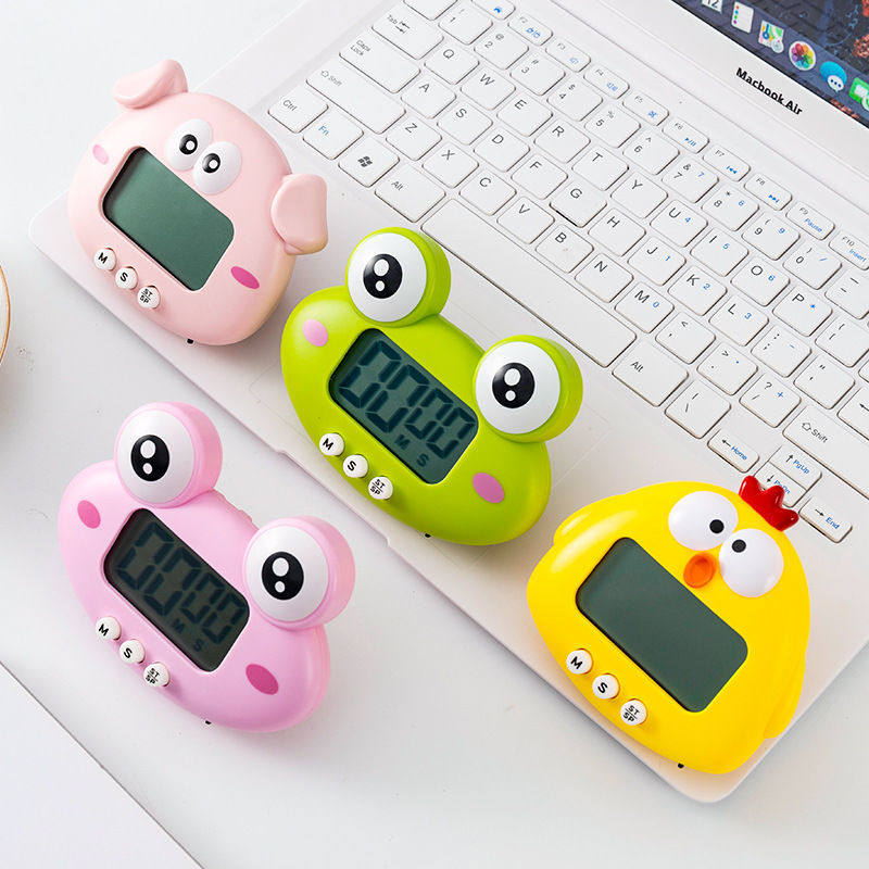 Cartoon timer reminder for students to learn cute do questions down the kitchen timer magnetic suction electronic alarm clock stopwatch