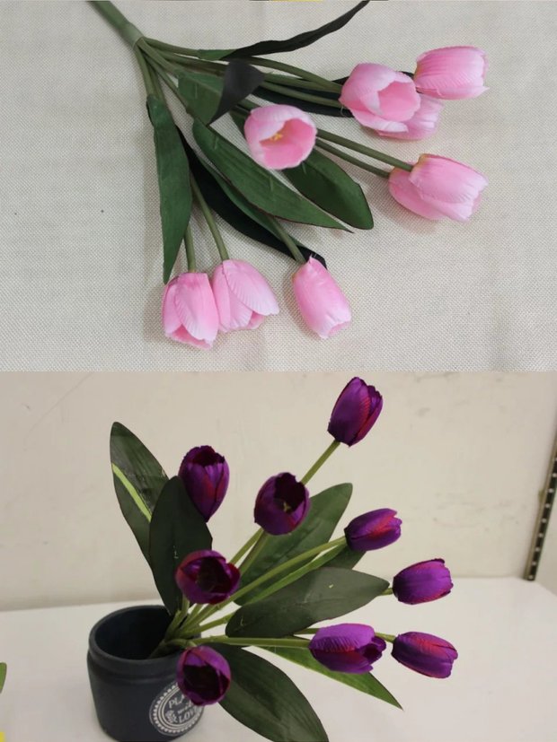 Mô phỏng hoa tulip giả, hoa khô, hoa, hoa, 9 hoa tulip, hoa trang trí cao cấp - Hoa nhân tạo / Cây / Trái cây cây xanh giả