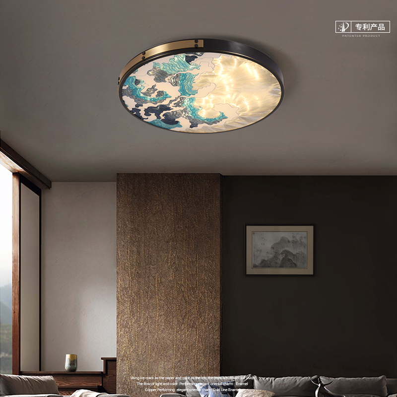 Enamel color new Chinese living room ceiling lamp new bedroom lamp simple modern light luxury all copper lamps whole house package