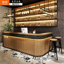 Retro bar table cashier bar hotel teahouse coffee catering shop front desk reception counter small solid wood