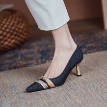 GANAIER niche design pointed thin high heels women 2021 new shallow fine heel foreign style single shoes