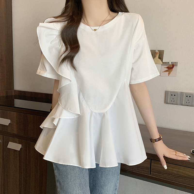 Maternity Tops, Summer Clothes, Petite Shirts, T-Shirts, Loose Summer Tops, Belly-Covering Ruffled Maternity Wear, Summer Shirts