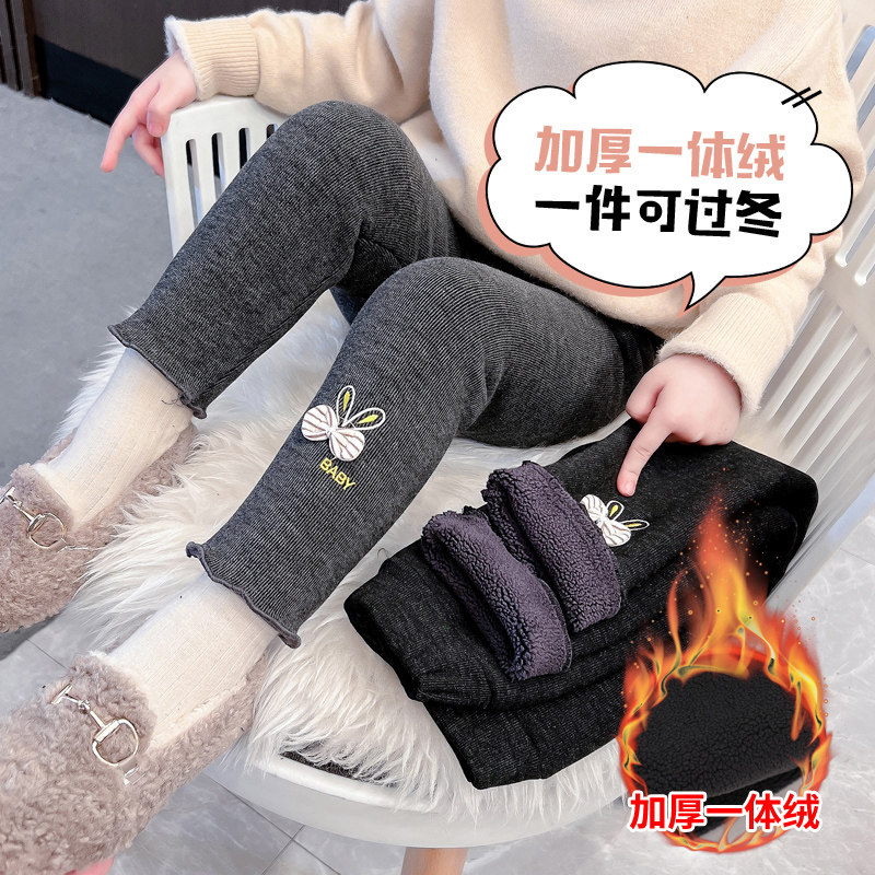 Baby Beats Bottom Pants Plus Suede Foreign Pie Girl Pants Winter Outwear Fashion Children Cotton Pants Winter Thickened