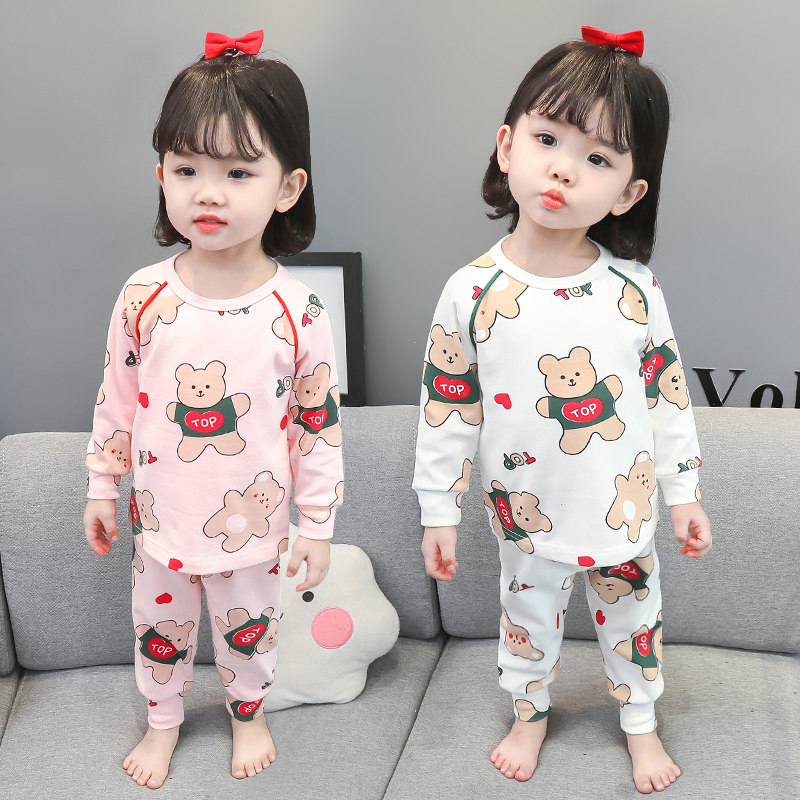Girl Sleepwear Spring Pure Cotton Cute 1-3 Year Old Baby Home Conserved Spring Autumn 2 Children Long Sleeve Suit Children Princess