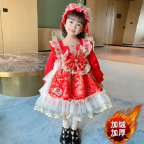 Loretta Girl Children Dress Autumn Winter Childrens Dresses Winter Style Plus Suede Baby Princess Nepotism for New Years New Year