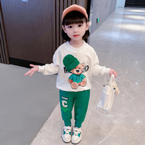 Baby Spring Clothing Suit 2022 New Han Fan Childrens Spring and Autumn Two sets of girls Internet Red and children Ocean Gas Trendy Tide