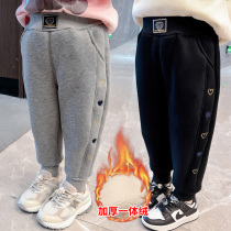 Baby Beats Bottom Pants Plus Suede Thickened Pants Girl Winter Outwear 1-3 Year Old Children Cotton Pants Winter Ocean Qi Children 2