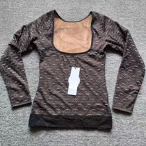 Brand autumn and winter cold-proof thickened plus velvet breast-supporting body-shaping top for belly control low-cut long-sleeved super soft thermal underwear for women