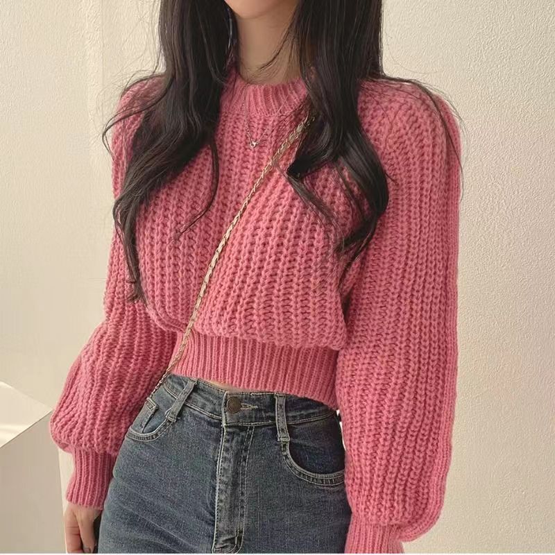 Early Autumn Chic Tops, Sweet and Spicy Women's Autumn and Winter New Fashion, This Year's Popular Sweater, Short Slim-Fit Knitwear