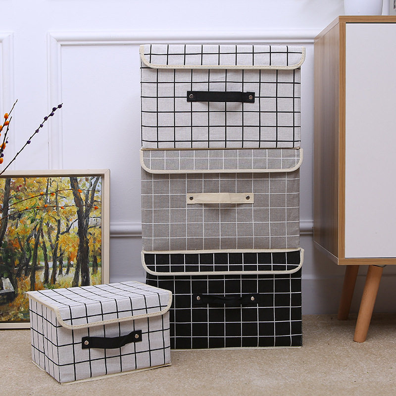 Cotton and linen non-woven fabric storage box desktop folding storage box creative household goods customization