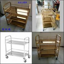Non-magnetic stainless steel double-layer wine truck disassembled two-layer service trolley dining car three-layer food delivery car collection